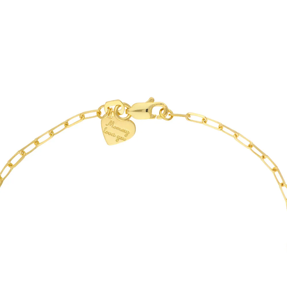 14k Child's Butterfly and Heart Bracelet, 6"