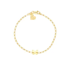 14k Child's Butterfly and Heart Bracelet, 6"