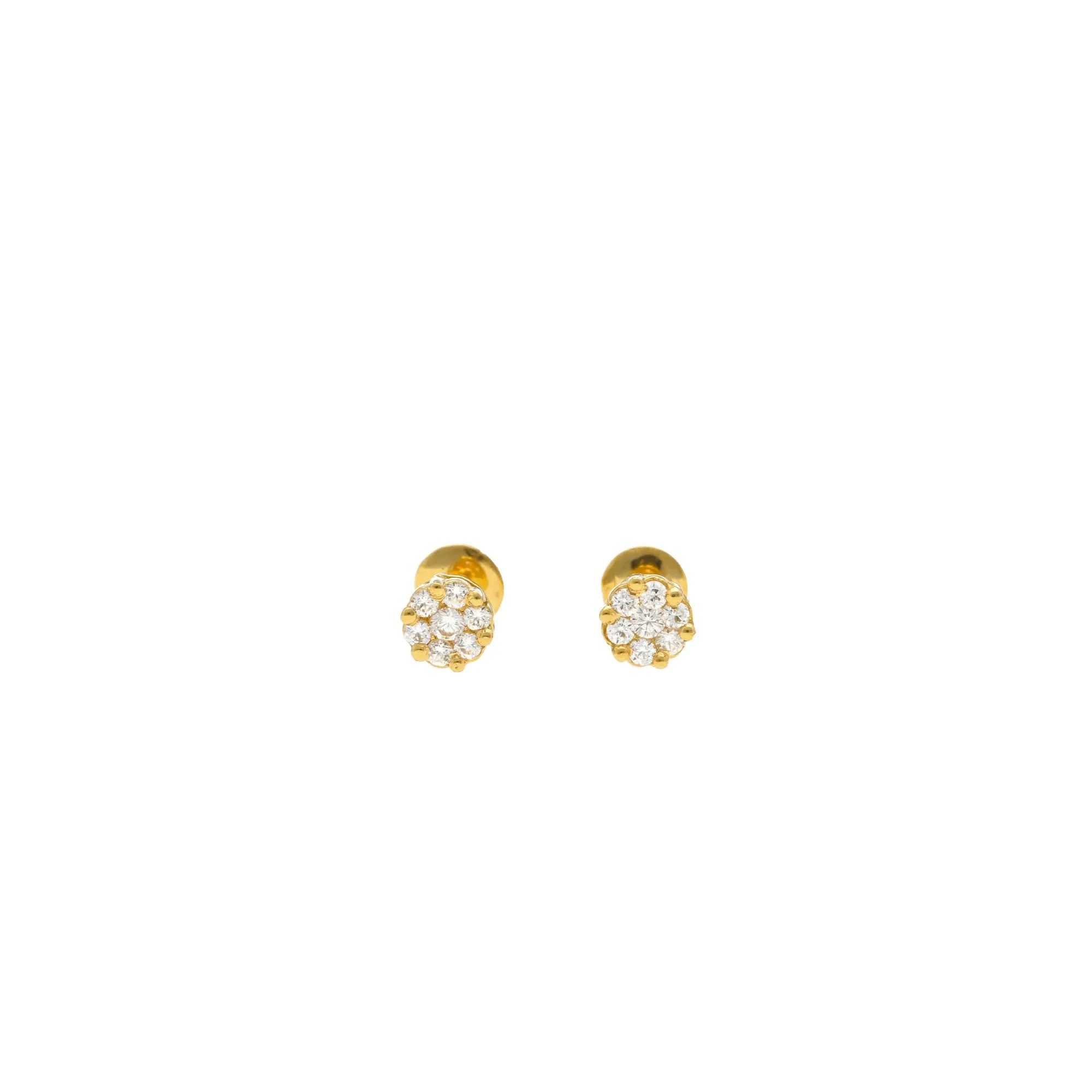 22K Gold Earrings W/ Cubic Zicronia and Flower design