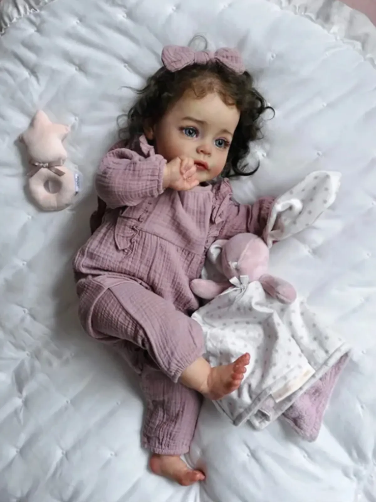 24" Lifelike Cute Toddler Baby Doll in Lavender Onesie