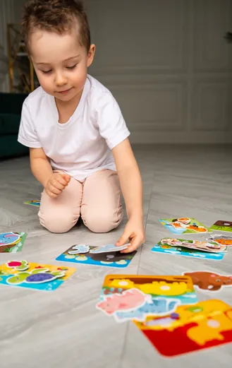 Interactive 3D Velcro Mother and Baby Educational Board Game for Kids Ages 2-4 - Includes 10 Durable Cards and 20 Engaging Objects