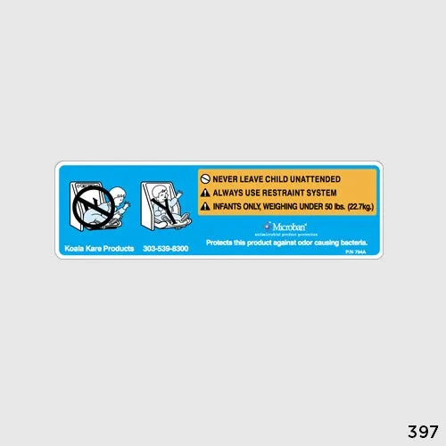 794 - WARNING LABEL for KB102-00 and KB102-01 Child Protection Seats