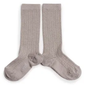 Adele Pointelle Merino Wool Knee High Socks in Jour de Pluie by Collegien