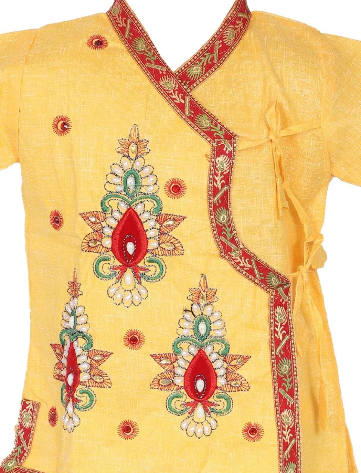 Ahhaaaa Cotton Kids Krishna Handicraft Dress Kurta with Dhoti Pant for Boys