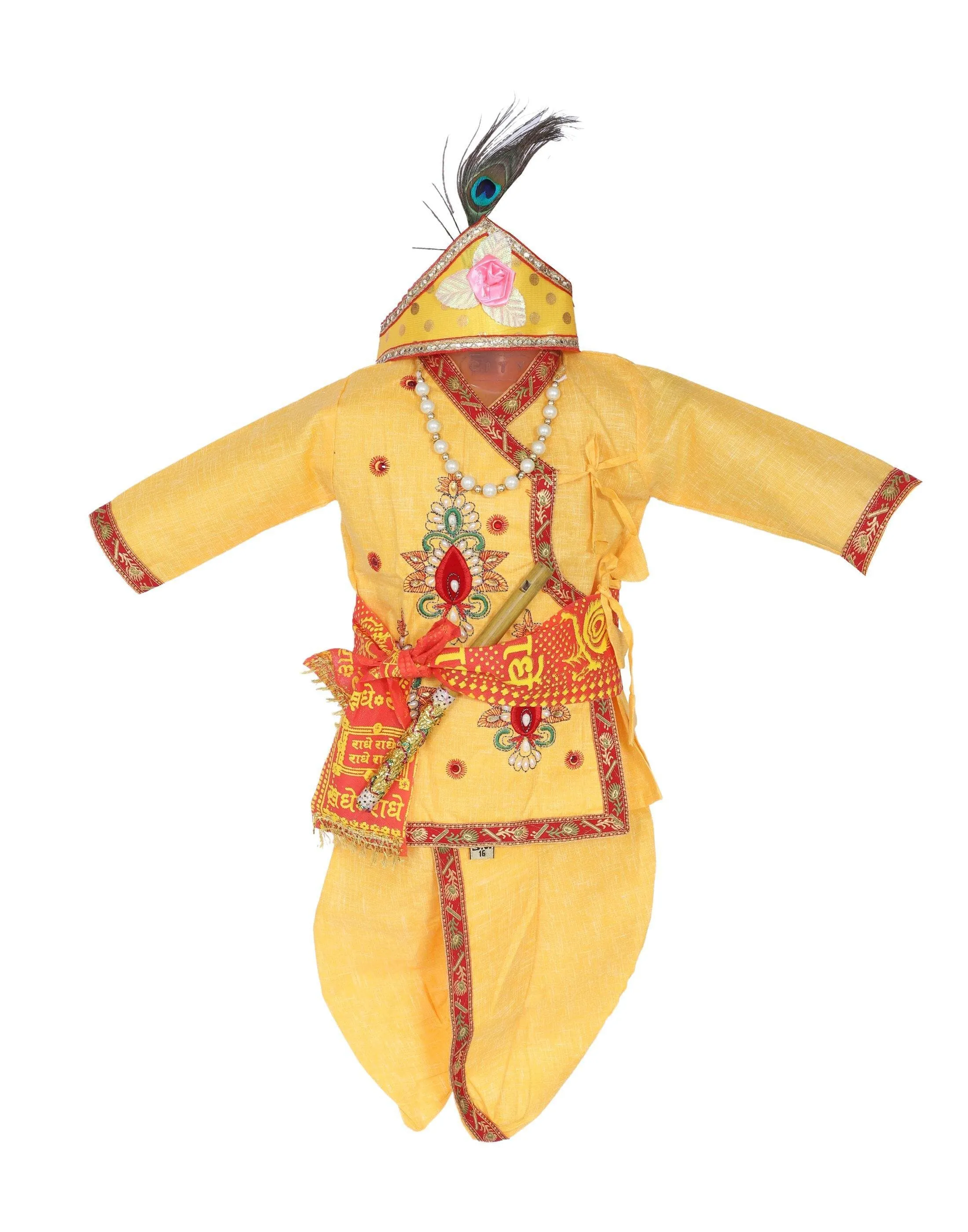 Ahhaaaa Cotton Kids Krishna Handicraft Dress Kurta with Dhoti Pant for Boys