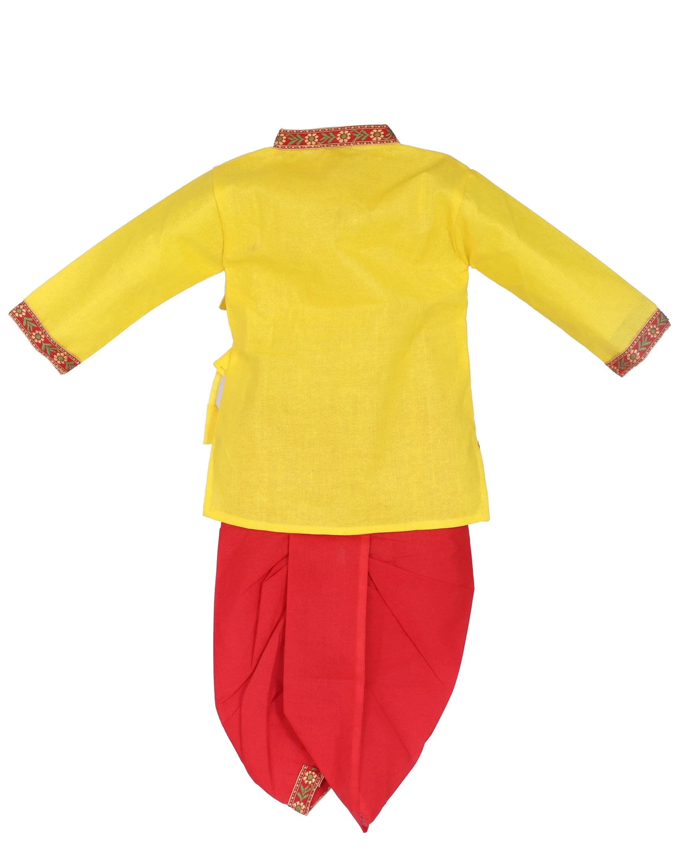 Ahhaaaa Cotton Kids Krishna Handicraft Dress Kurta with Dhoti Pant for Boys