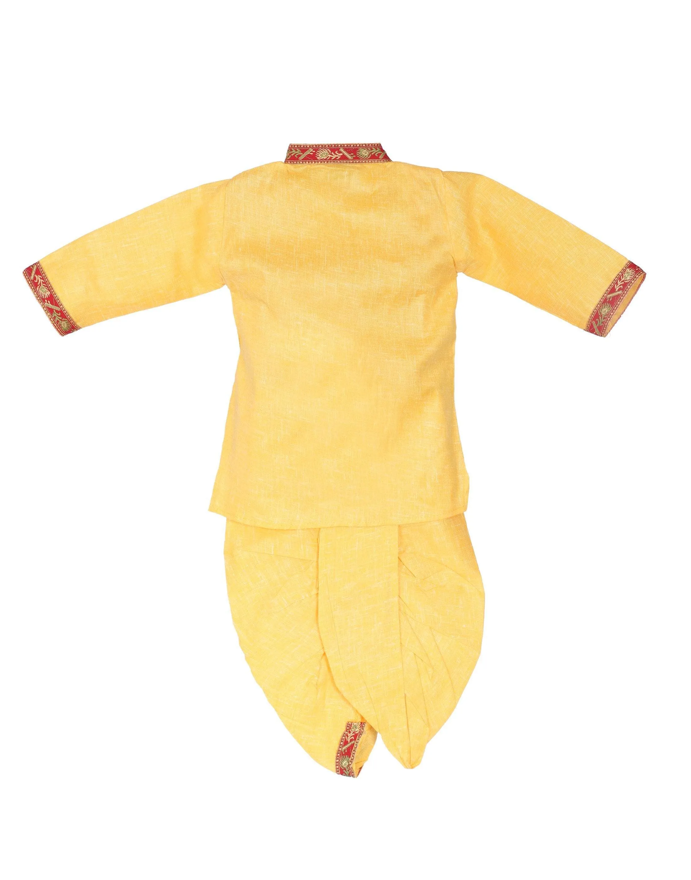 Ahhaaaa Cotton Kids Krishna Handicraft Dress Kurta with Dhoti Pant for Boys