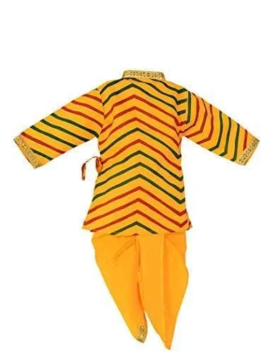 Ahhaaaa Cotton Zigzag Krishna Dress Kurta with Dhoti Pant for Boys