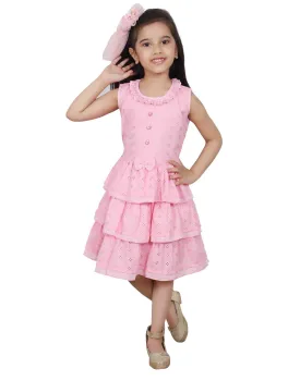 Ahhaaaa Kids Cotton Sleeveless Floral Knee Length Dress/Frock for Girls