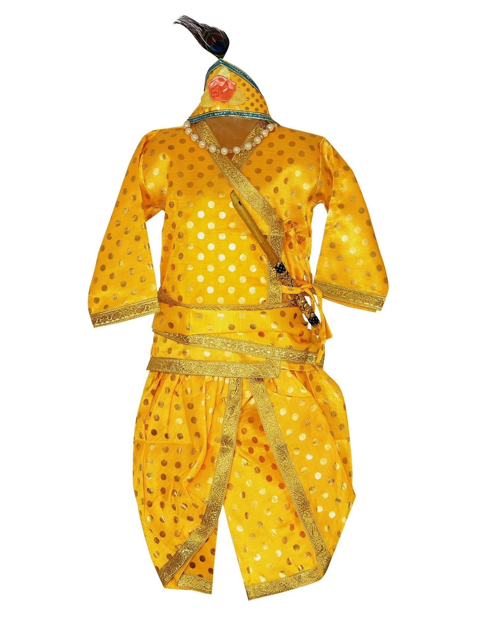 Ahhaaaa Silk Moti Bindi Krishna Dress Kurta with Dhoti Pant for Boys