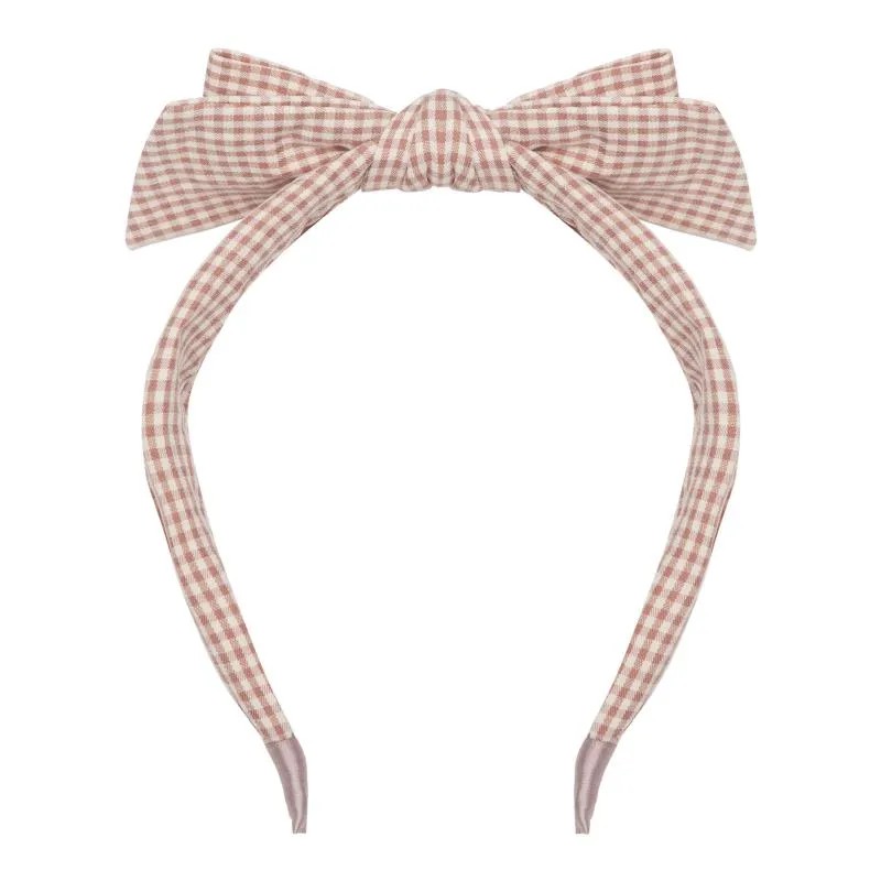 Alice Headband - Brown Check Bow