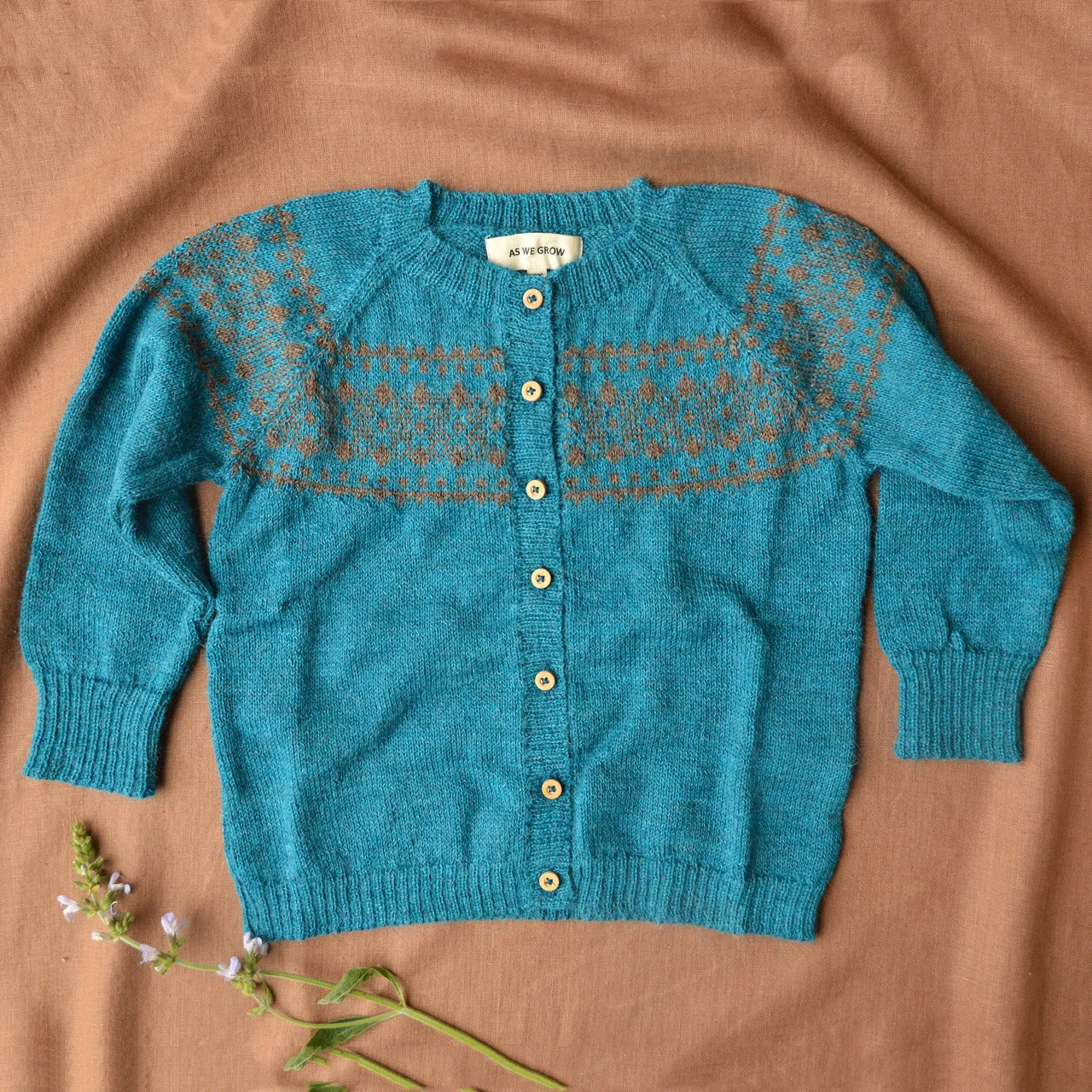 Alpine Cardigan - 100% Baby Alpaca - Turquoise (18m-8y)