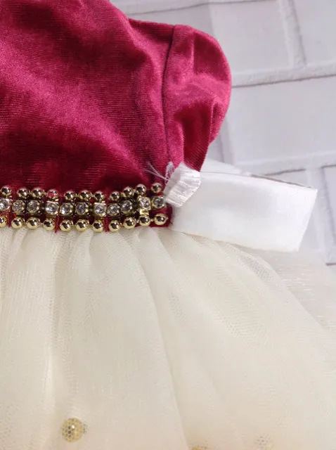 American Princess Cream & Burgundy Dress