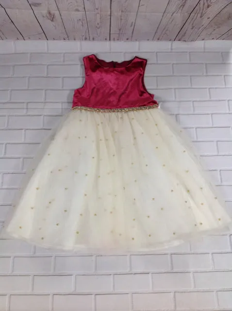 American Princess Cream & Burgundy Dress