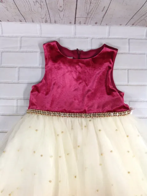 American Princess Cream & Burgundy Dress