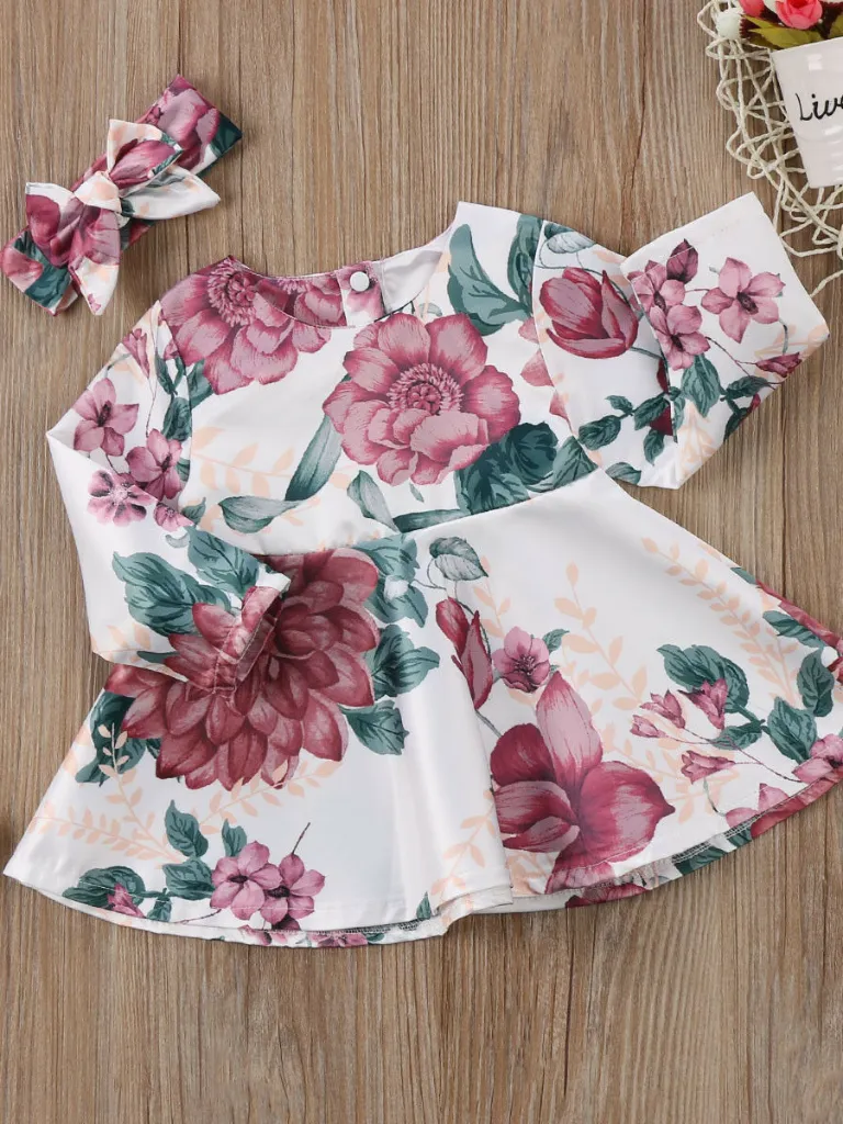 Baby A Little Floral Dress with Matching Headband Set