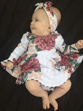 Baby A Little Floral Dress with Matching Headband Set