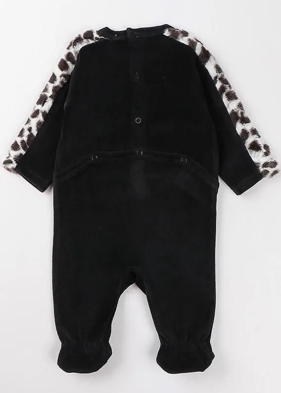 Baby Bedtime Velour Leopard Print Footie Onesie