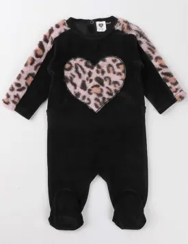 Baby Bedtime Velour Leopard Print Footie Onesie