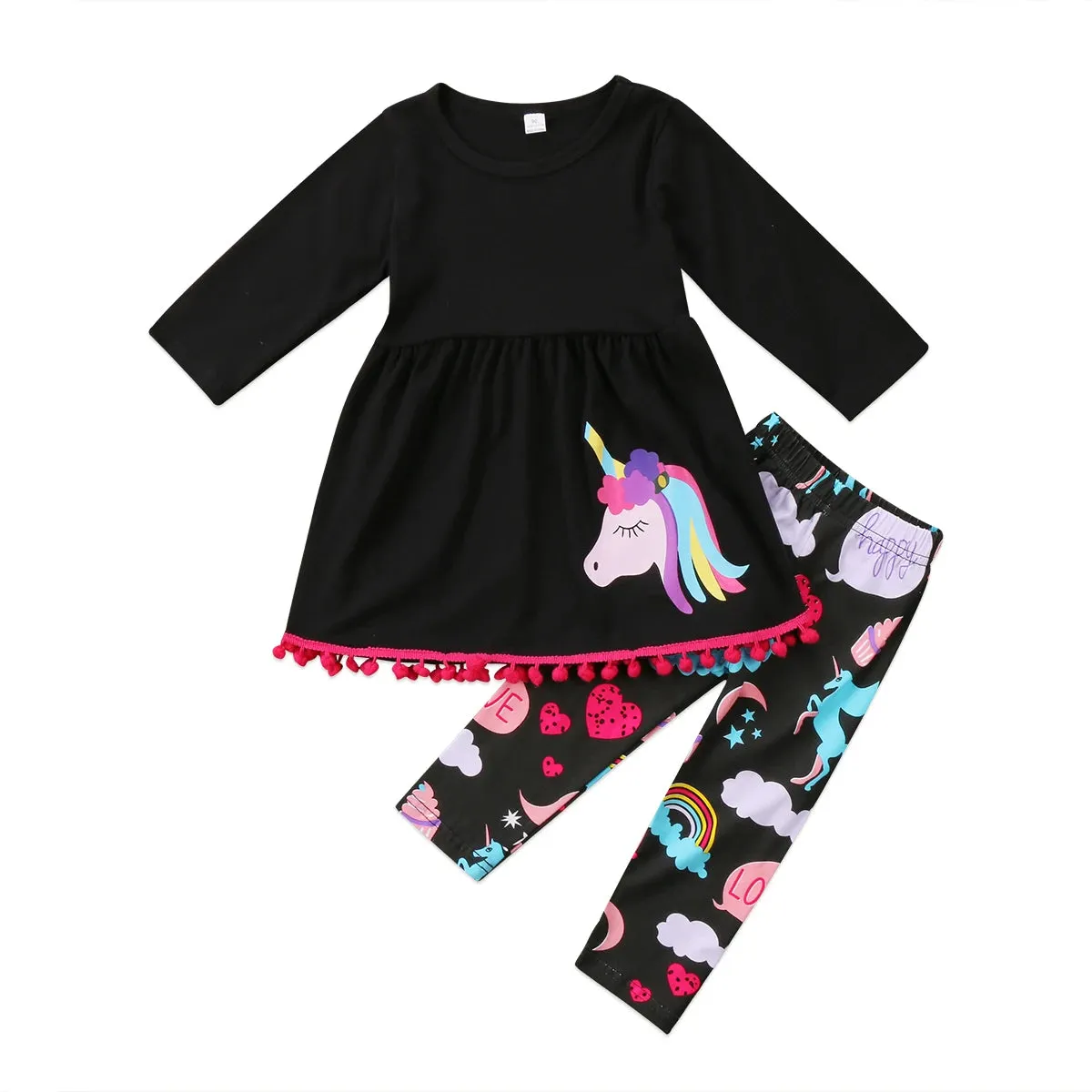 Baby Girl 2-7Y Unicorn Dress Pants Outfit Set