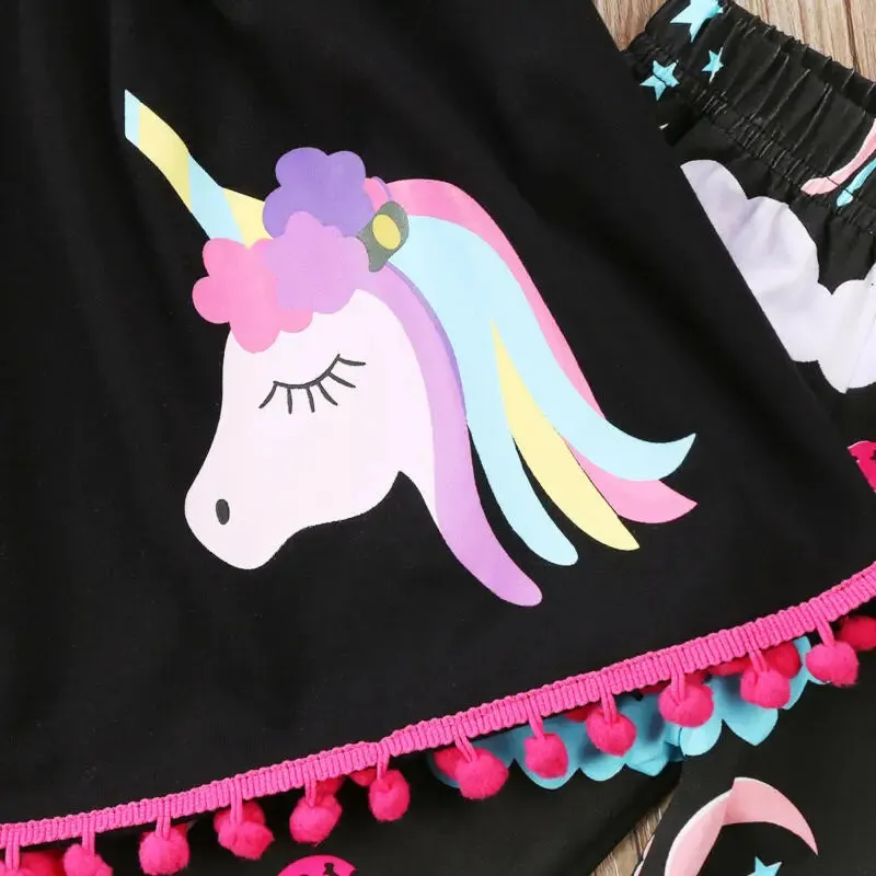 Baby Girl 2-7Y Unicorn Dress Pants Outfit Set