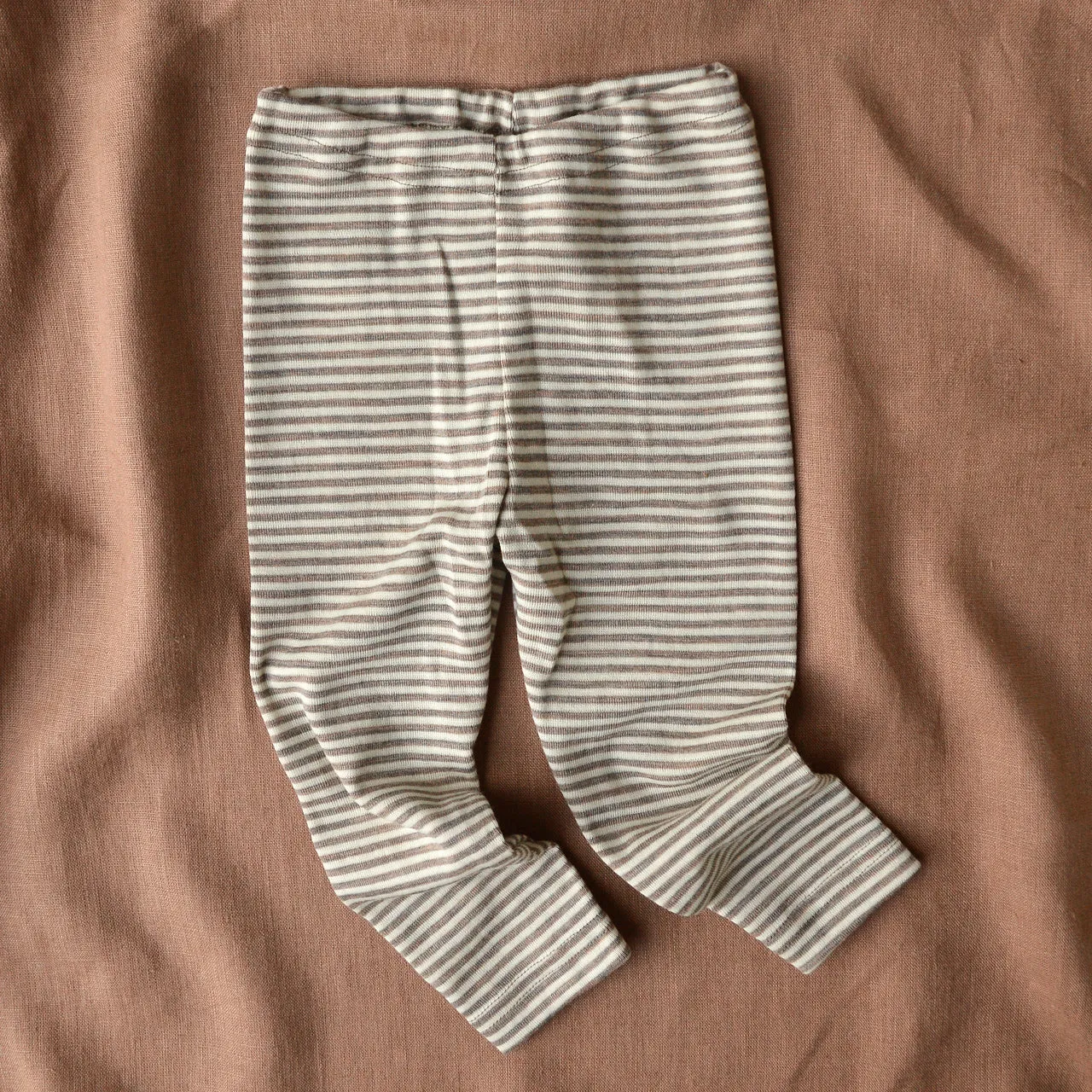 Baby Leggings in 100% Wool - Walnut Stripe (0-2y)