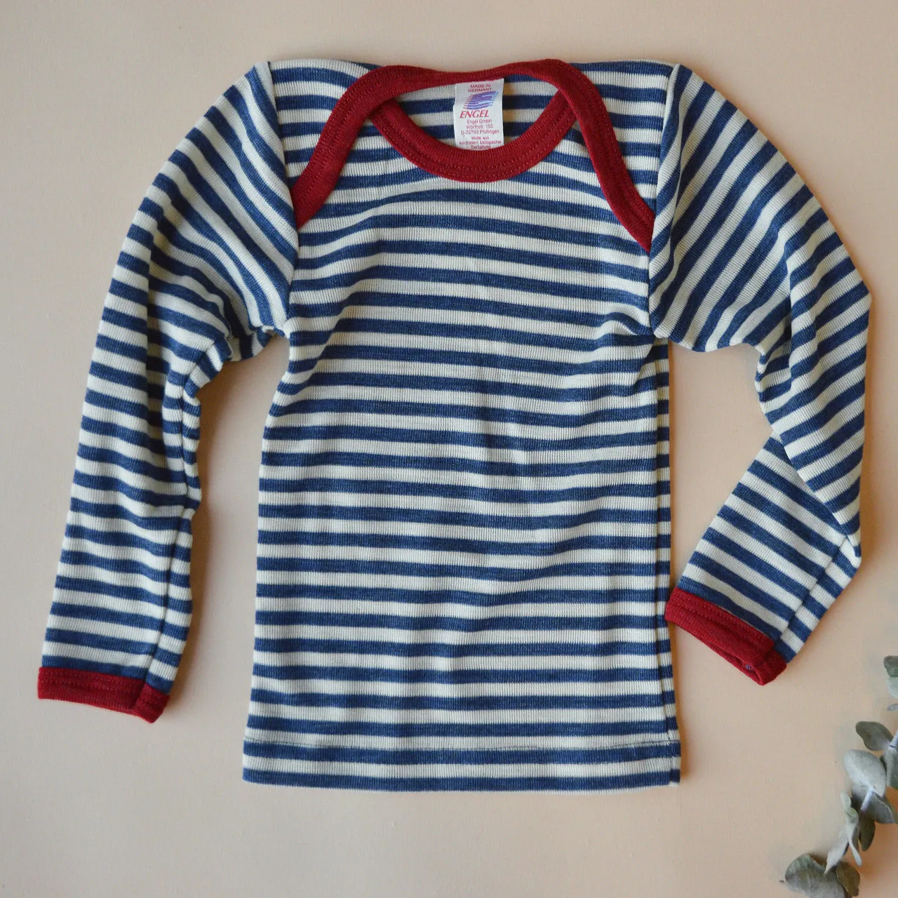 Baby Long Sleeve Top in 100% Organic Wool - Stripes (0-3y)