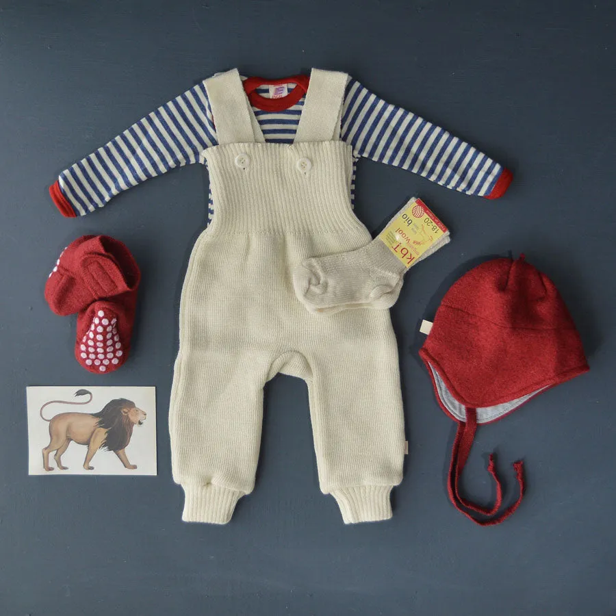 Baby Long Sleeve Top in 100% Organic Wool - Stripes (0-3y)