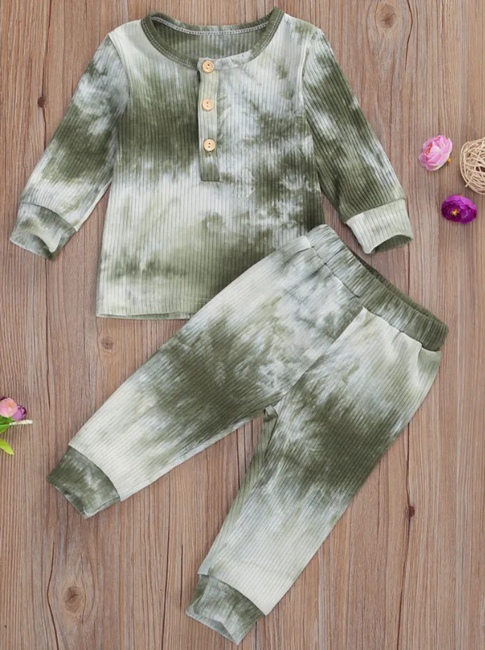 Baby Tie-Die Toddler Ribbed Long Sleeve Shirt and Legging Set