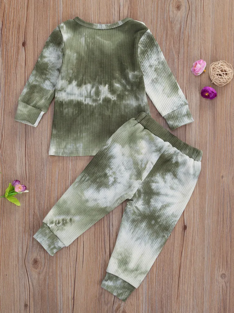 Baby Tie-Die Toddler Ribbed Long Sleeve Shirt and Legging Set