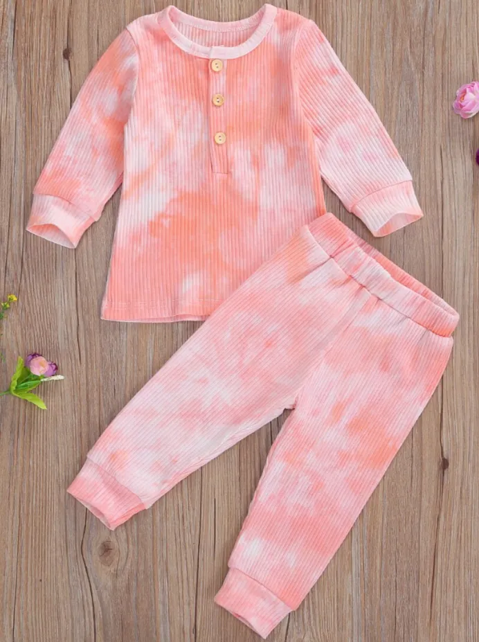 Baby Tie-Die Toddler Ribbed Long Sleeve Shirt and Legging Set