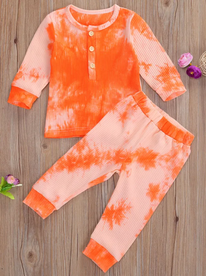 Baby Tie-Die Toddler Ribbed Long Sleeve Shirt and Legging Set