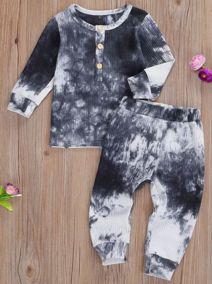 Baby Tie-Die Toddler Ribbed Long Sleeve Shirt and Legging Set