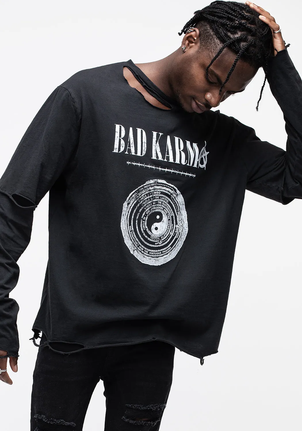 Bad Karma Distressed Layered T-Shirt