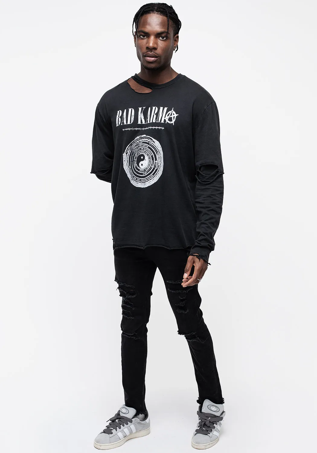 Bad Karma Distressed Layered T-Shirt