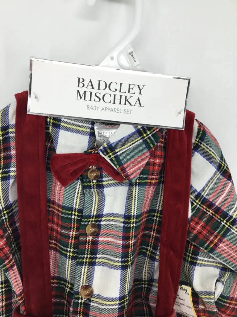 Badgley Mischka Child Size 12-18 Months Red Plaid Outfit - boys