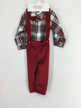 Badgley Mischka Child Size 12-18 Months Red Plaid Outfit - boys