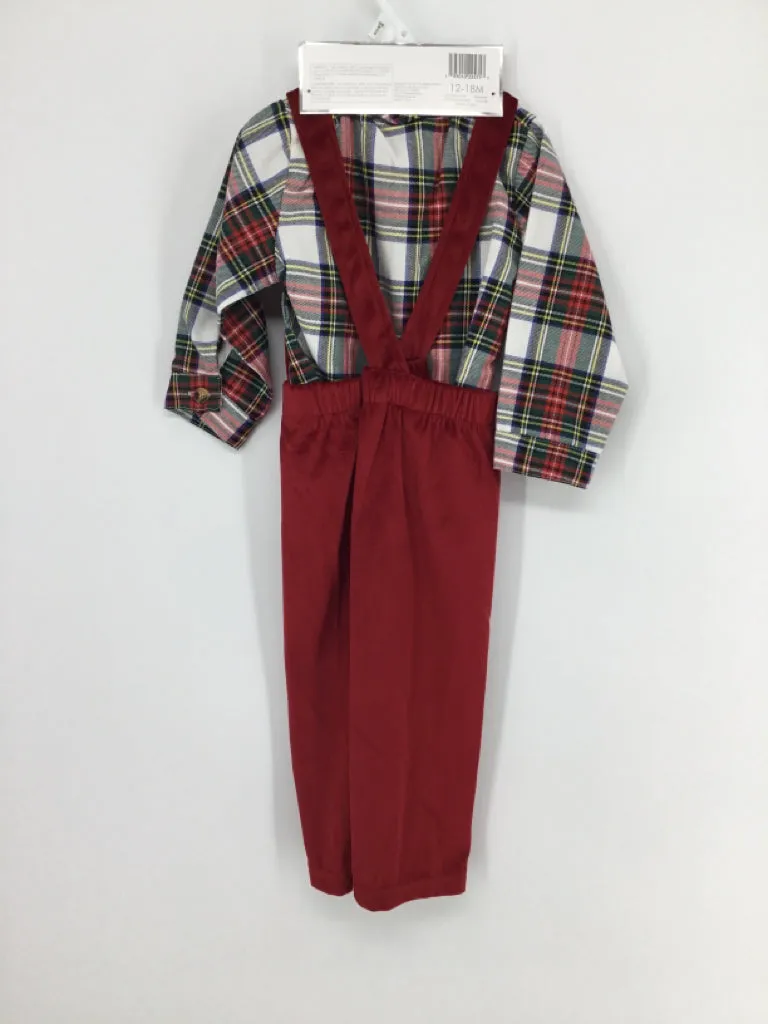 Badgley Mischka Child Size 12-18 Months Red Plaid Outfit - boys