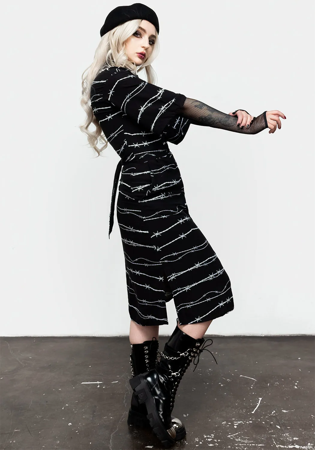 Barbed Kimono Shirt Dress