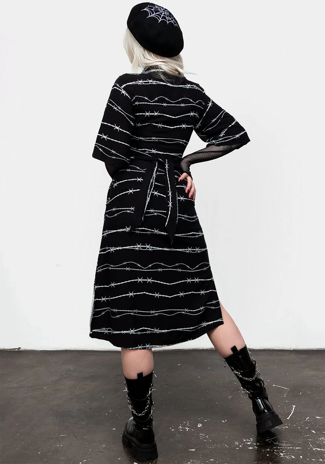 Barbed Kimono Shirt Dress