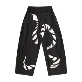 BLACK BALLOON TROUSERS WITH EMBROIDERY