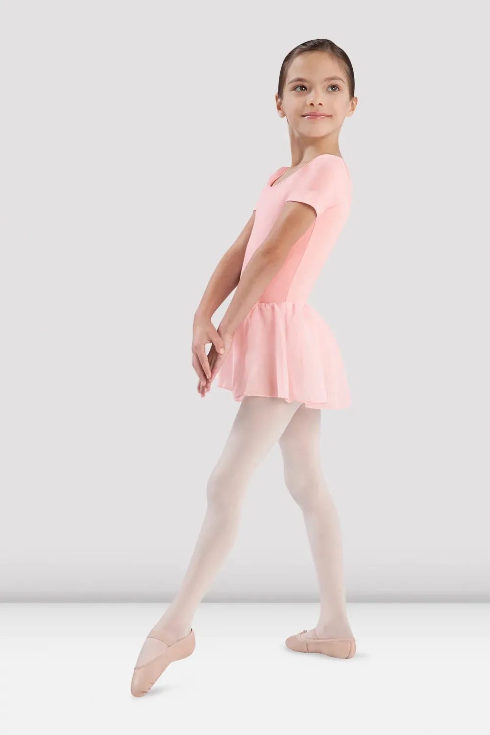 Bloch Short Sleeve Leotard with Chiffon Skirt - Pink