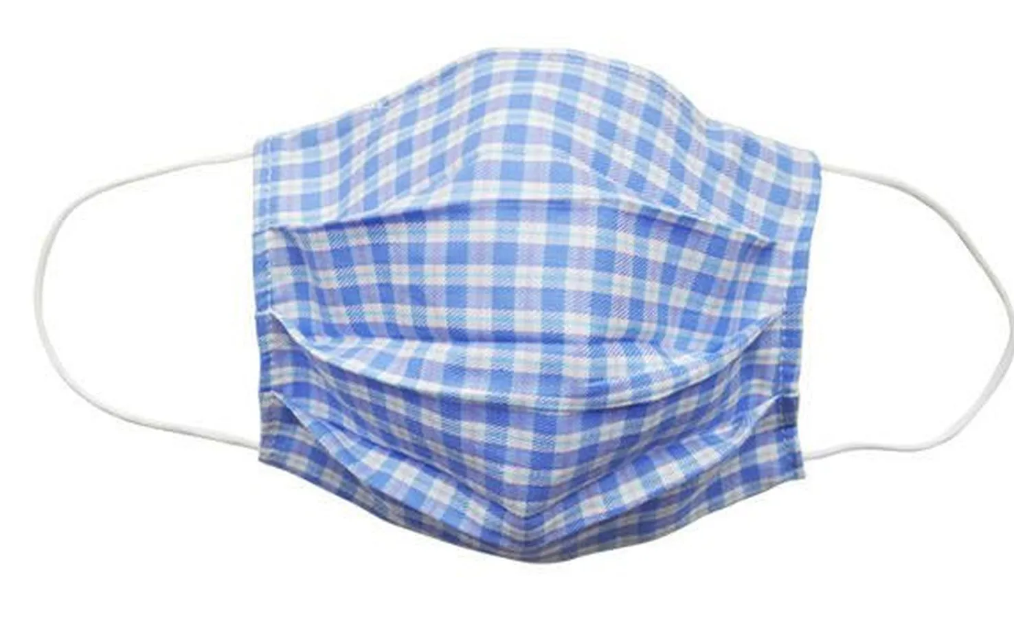 Blue Checkered Fabric Face Mask (Adult/Child)