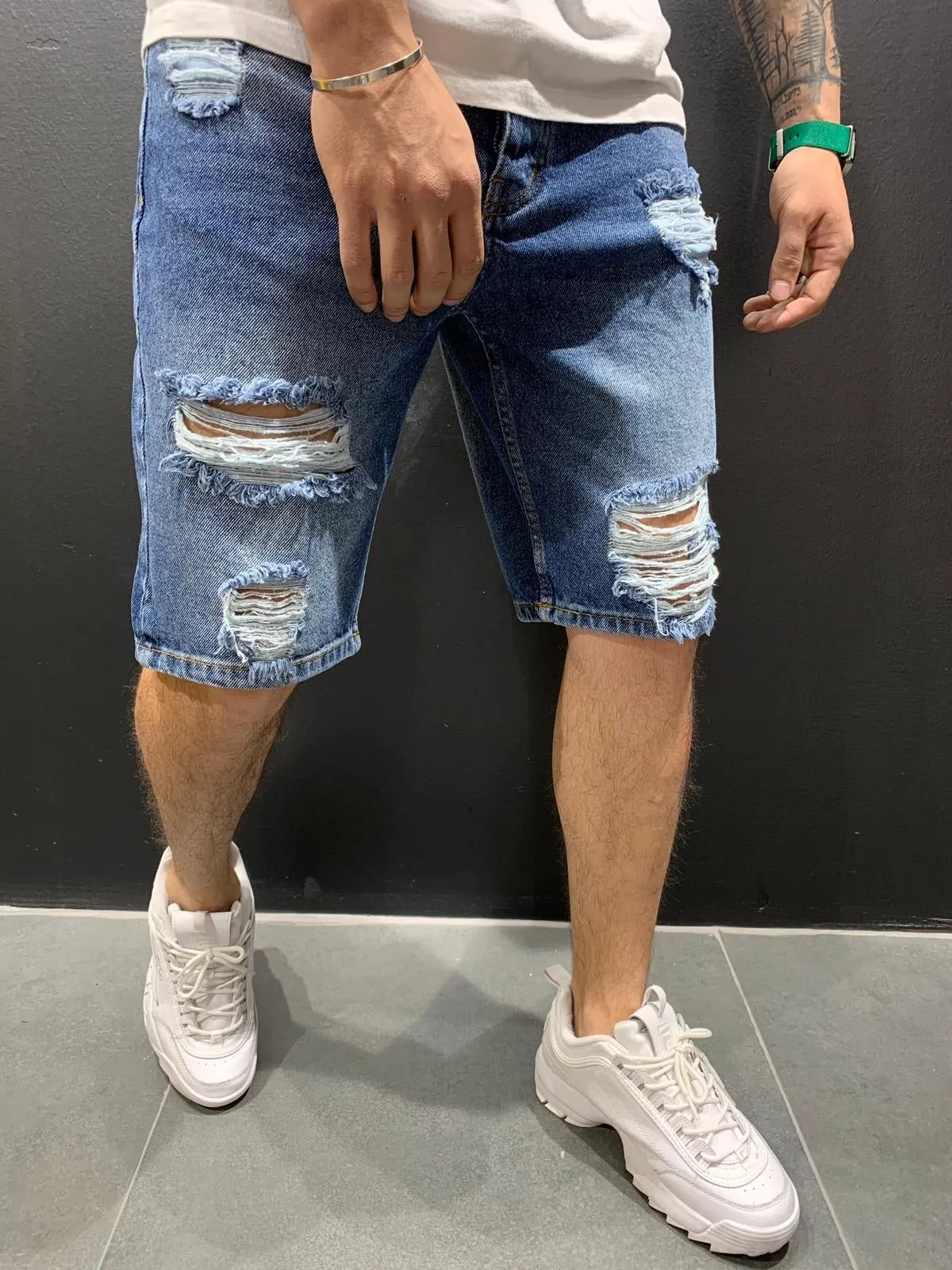 Blue Ripped Jeans Short AY589 Streetwear Mens Shorts