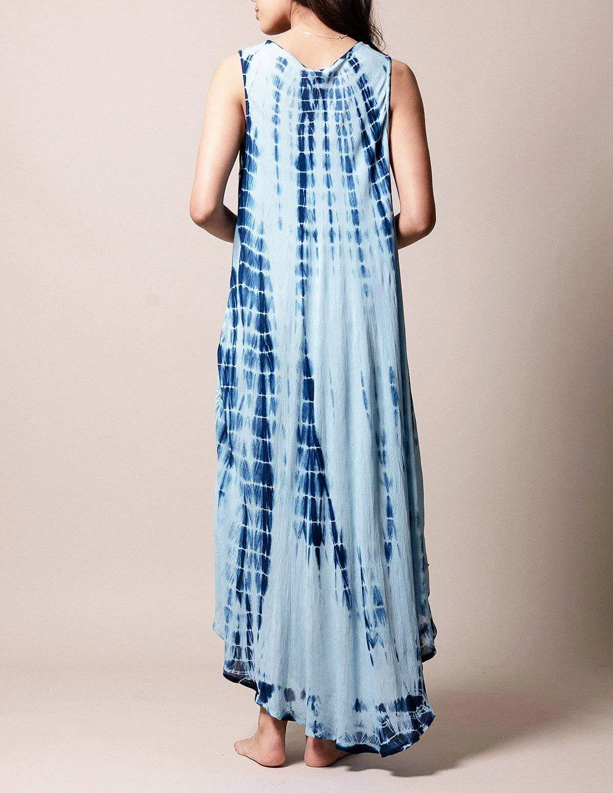 Boho Breeze Tie-Dye Dress - Navy