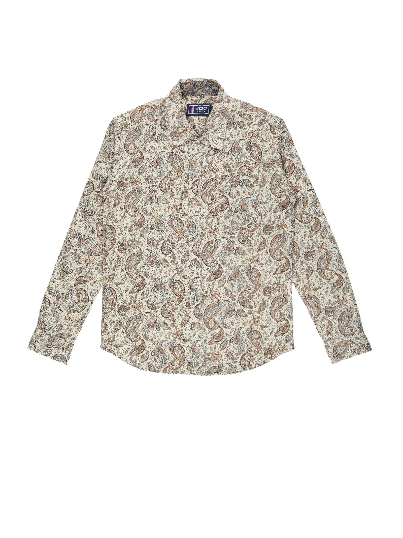 BOY'S HALF WHITE PRINT REGUALR FIT SHIRT