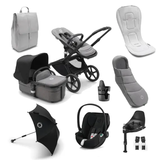 Bugaboo Fox 5, Cloud T Ultimate Travel System - Black/Grey Melange/Midnight Black