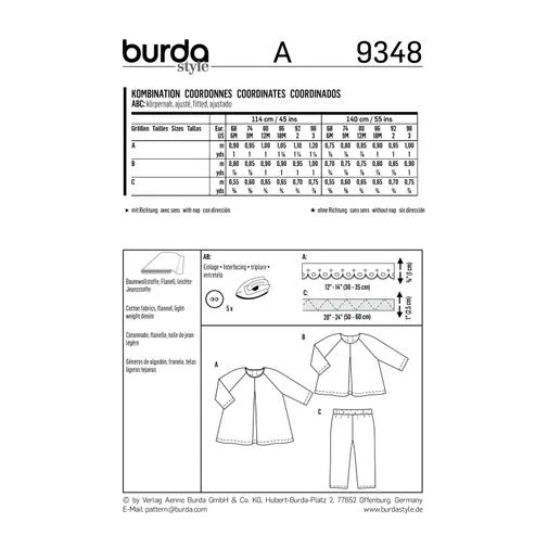 Burda Baby/Child Top, Dress and Trousers 9348