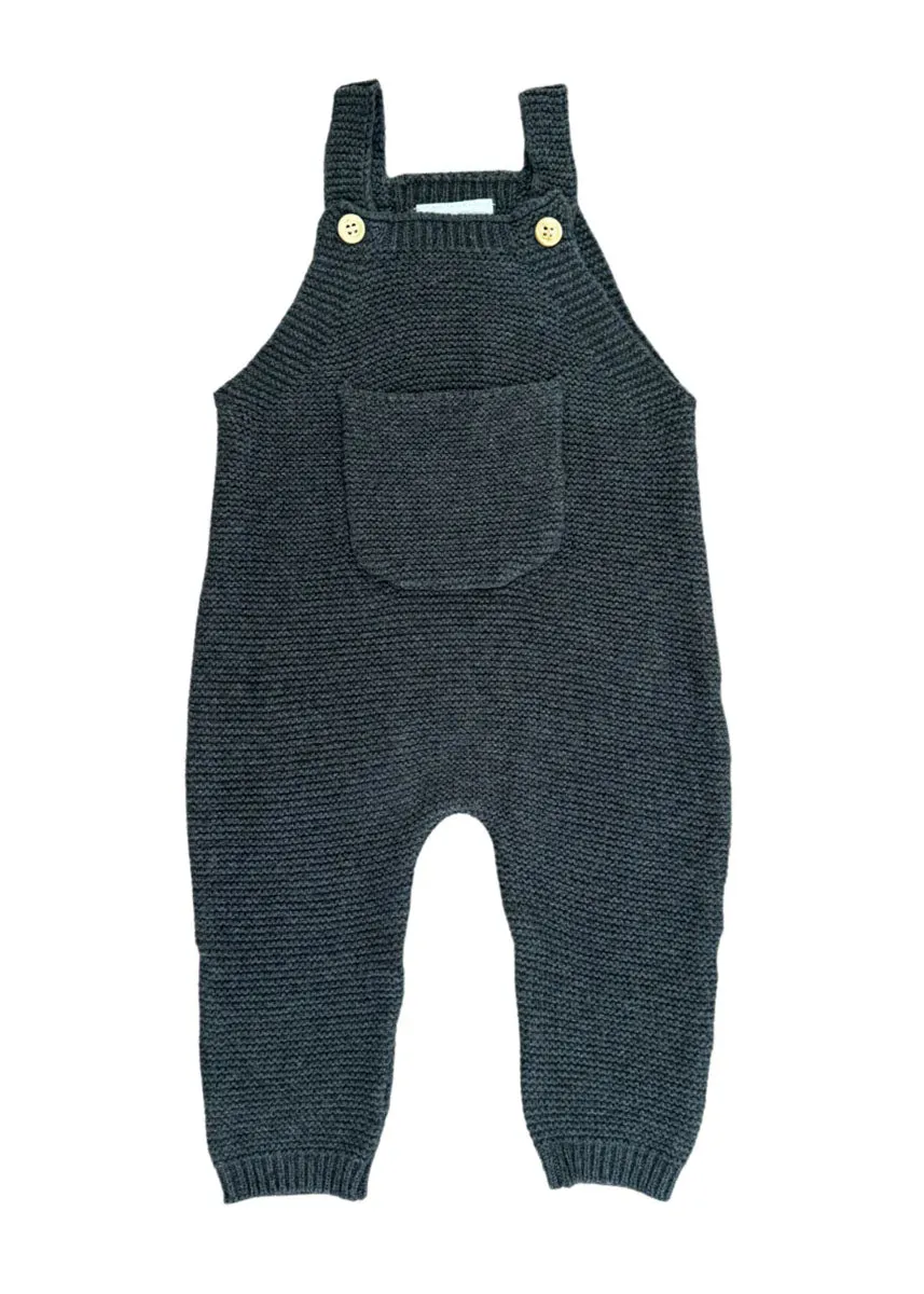 Charcoal Knit Overalls