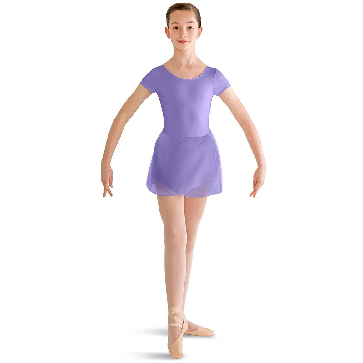 Child Basic Short Sleeve Dance Dress - Lavender